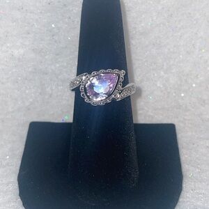 Silver Tone Purple Ring